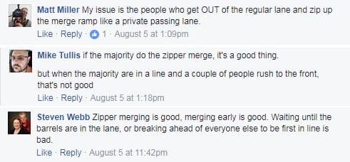 Zipper Merge Fans, Foes Let Fly on Facebook