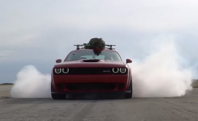 Challenger Hellcat Widebody Does 174 MPH With a Christmas Tree on its Roof