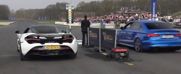 Audi RS3 Sedan Drag Races Huracan Performante, McLaren 720S