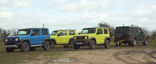 Three Suzuki Jimnys Gang Up on Mercedes-AMG G63 in Tug of War Three Suzuki Jimnys Gang Up on Mercedes-AMG G63 in Tug of War