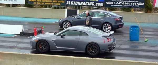 Tesla Model 3 Drag Races Nissan GT-R, Jaguar XJS Convertible With V8 Swap