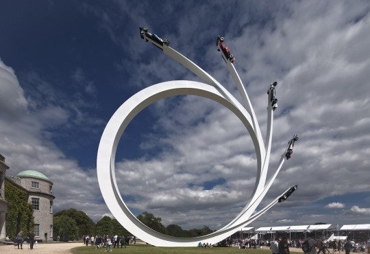 Central Sculptures of Goodwood – Cars Soaring to the Sky