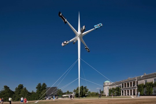 Central Sculptures of Goodwood – Cars Soaring to the Sky
